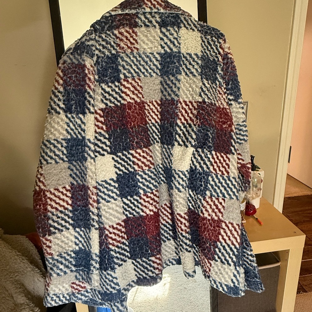 Vince Camuto Red and Blue Plaid Cozy Jacket / Shacket